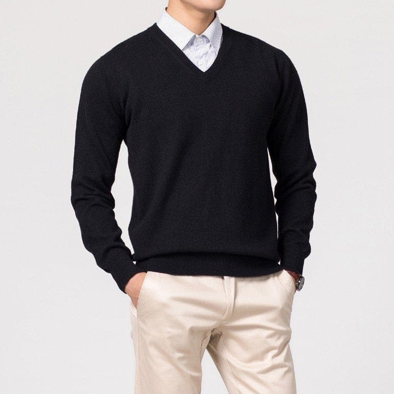 Men's Elegant Christmas Jumper for Layering in Black