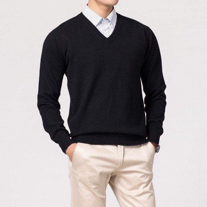 Men's Elegant Christmas Jumper for Layering in Black