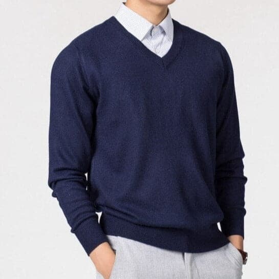 Men's Elegant Christmas Jumper for Layering in Dark Blue