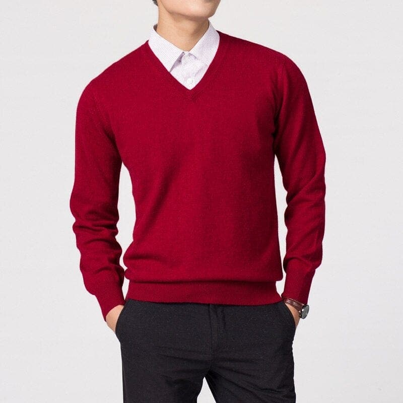 Men's Elegant Christmas Jumper for Layering in Red
