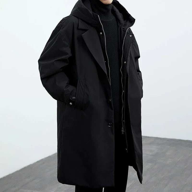 Men's Elegant Long Coats for Autumn in Black