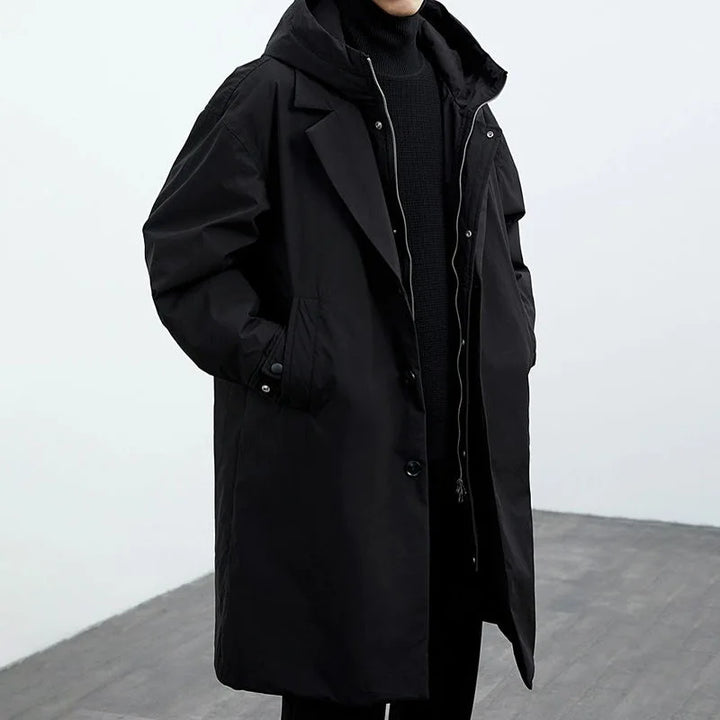 Men's Elegant Long Coats for Autumn in Black