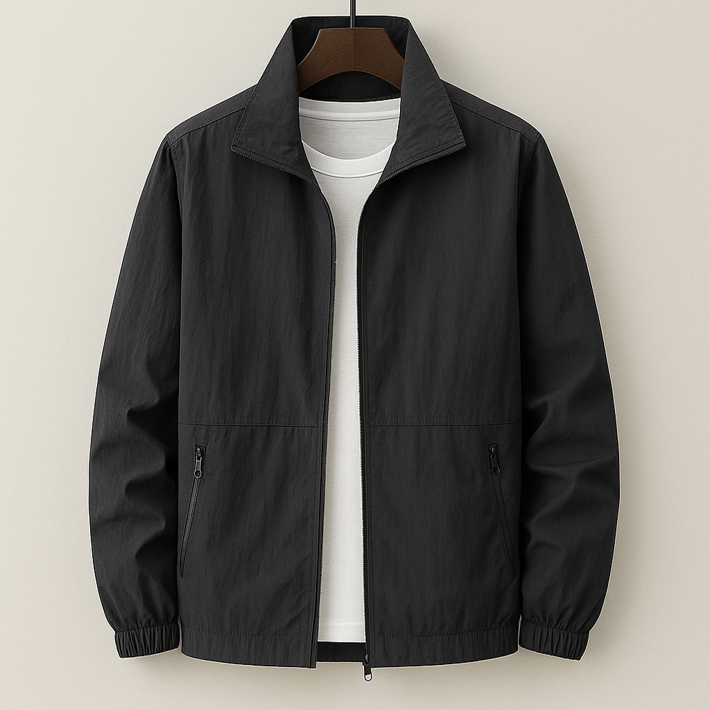Men's Elegant Tailored Lightweight Jacket in Black