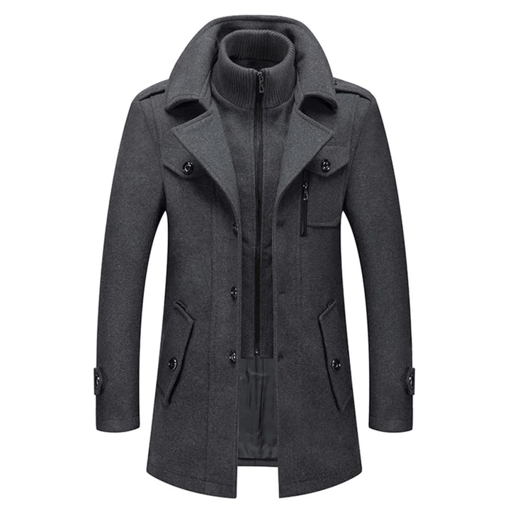 Men's Elegant Tailored Wool Coat in Grey