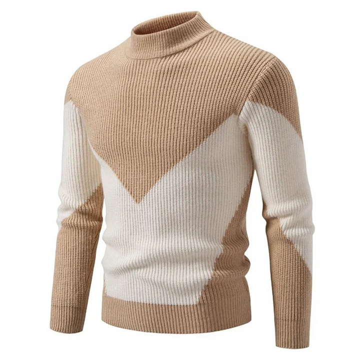 Men's Geometric Long-Sleeve Pullover for Autumn in Beiger Diamant