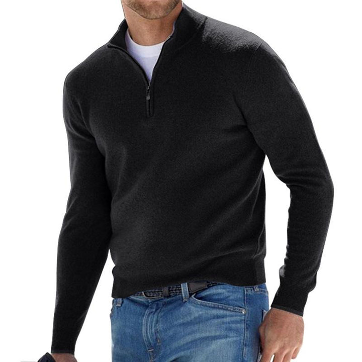 Men's Half-Zip Pullover for Autumn Days in Black