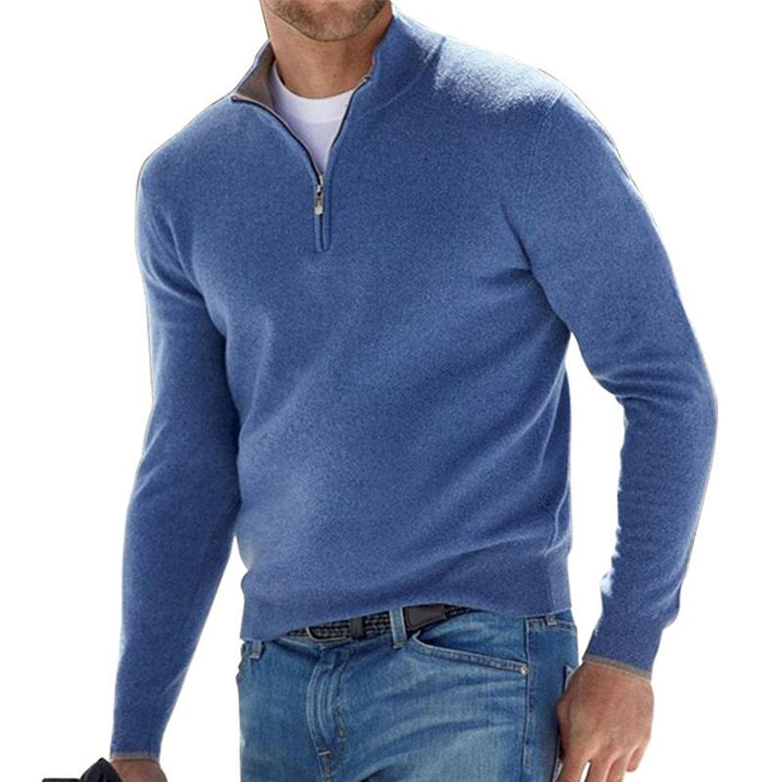 Men's Half-Zip Pullover for Autumn Days in Blue