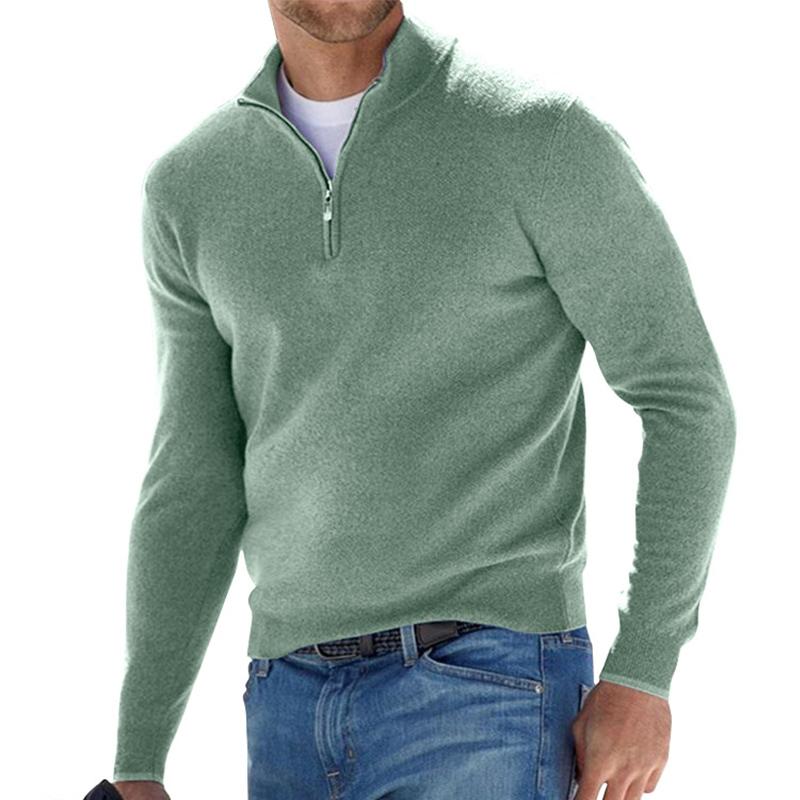 Men's Half-Zip Pullover for Autumn Days in Green