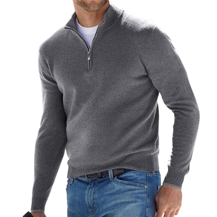 Men's Half-Zip Pullover for Autumn Days in Grey