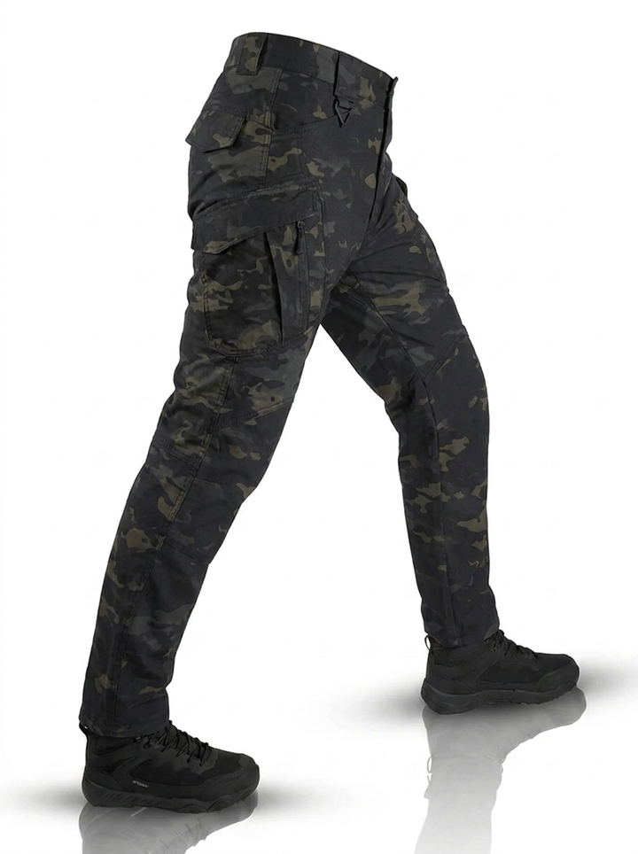 Men's Heavy-Duty Outdoor Work Trousers in Schwarz und Grau Military Style