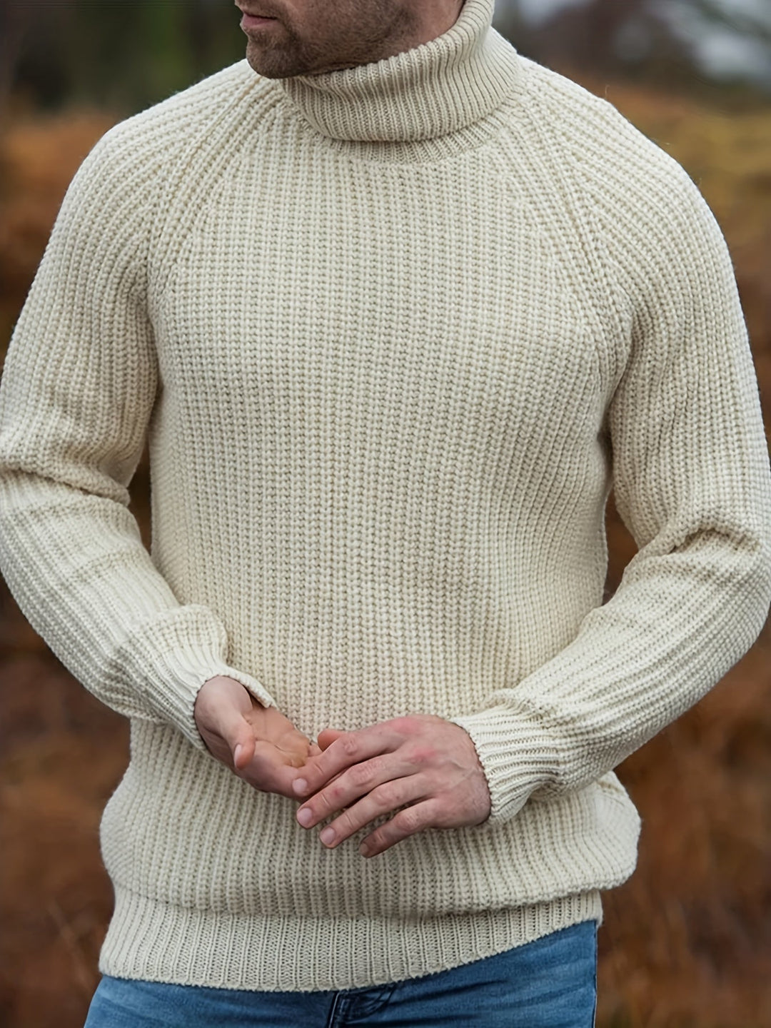 Mens Jumper Roll Neck Knit for Autumn (4)