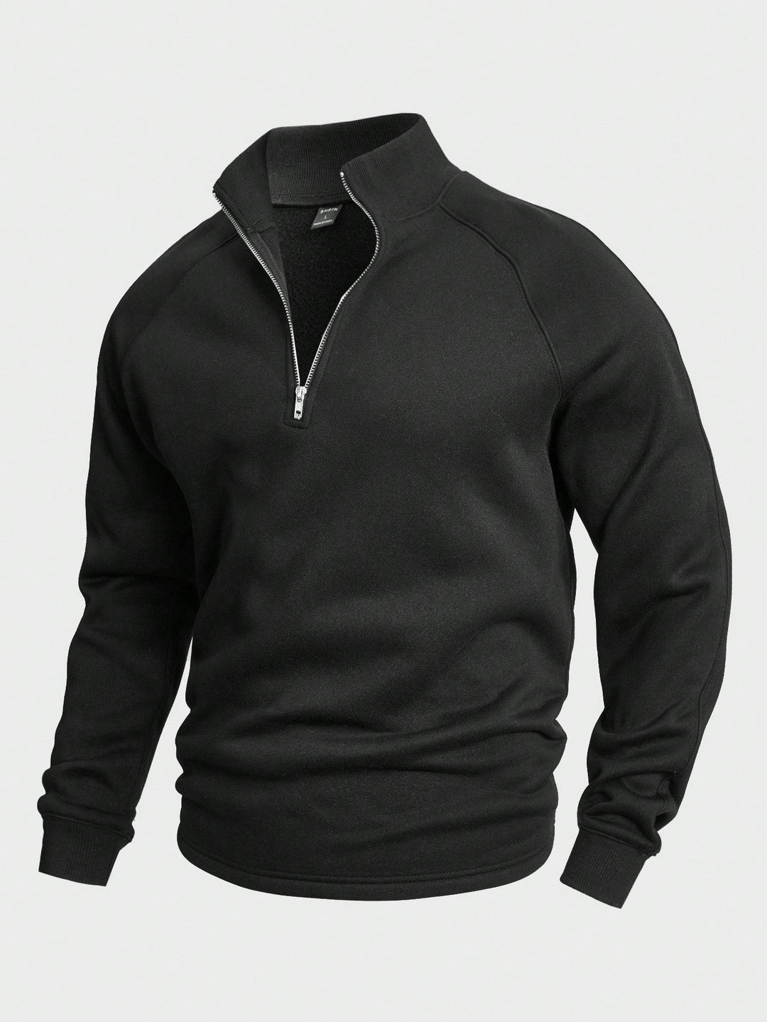 Mens Jumper with Zip and High Neck in Black
