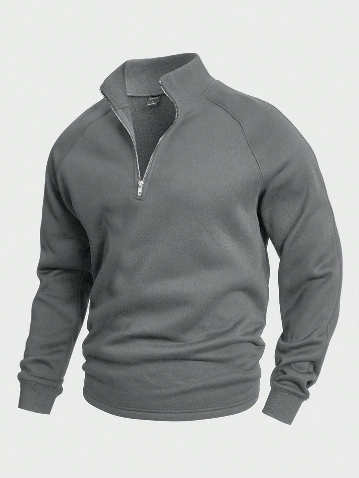 Mens Jumper with Zip and High Neck in Grey
