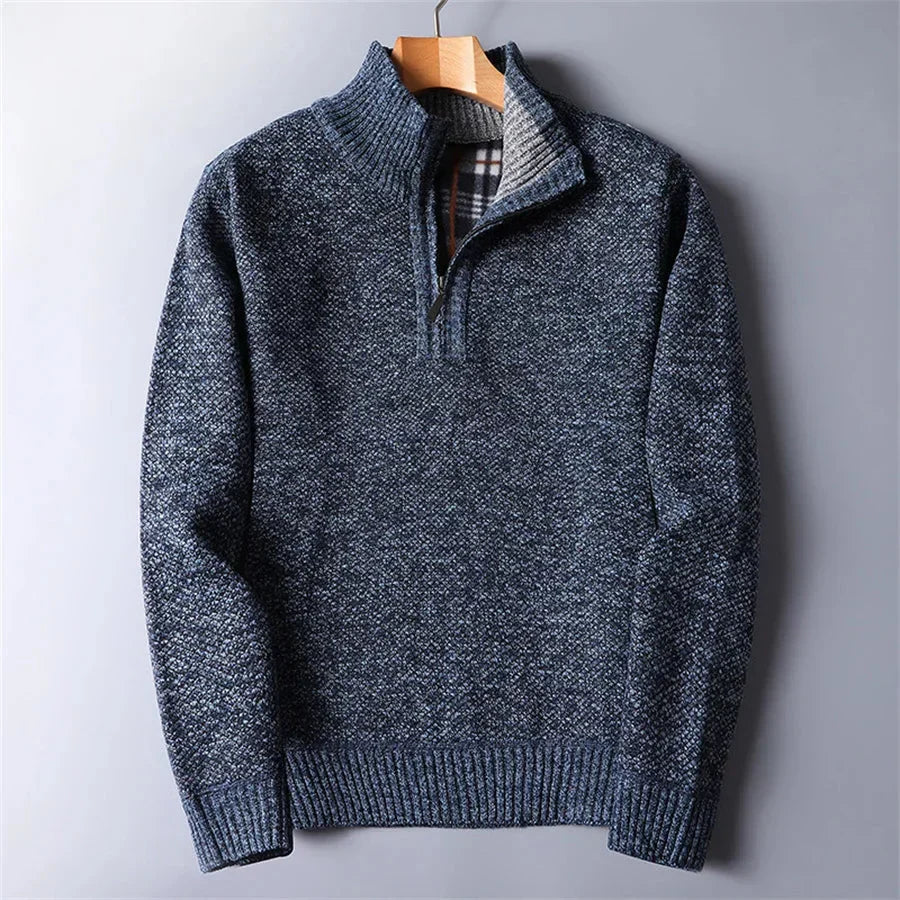 Men's Knit Pullover for Smart-Casual Styling in Blue