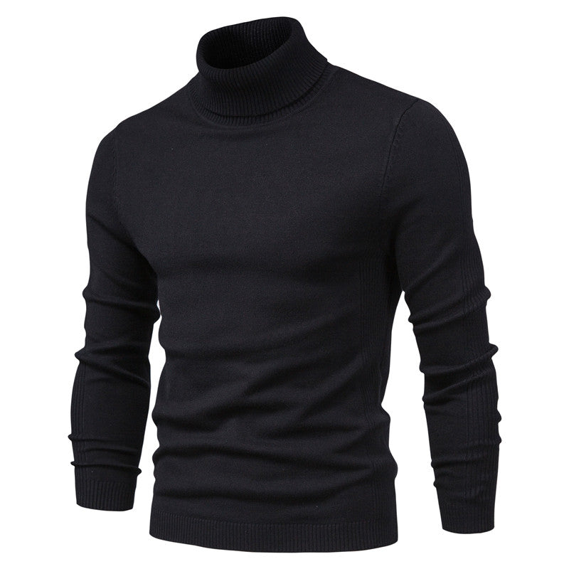 Men's Knit Turtleneck Sweater for Layering in Black