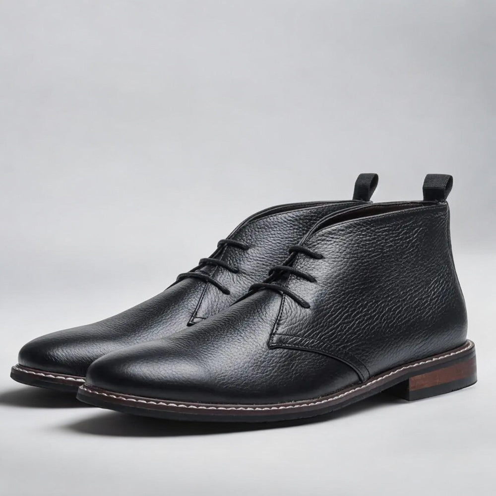 Men's Lace-Up Chukka Boots for Autumn in Black