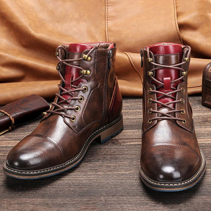 Men's Leather Oxford Boots for Autumn