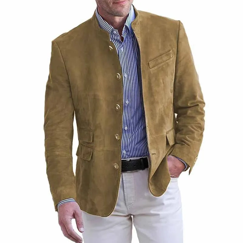 Men's Lightweight Tailored Jacket for Autumn in Khaki