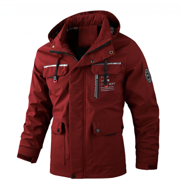 Men's Lightweight Waterproof Autumn Jacket in Burgundy