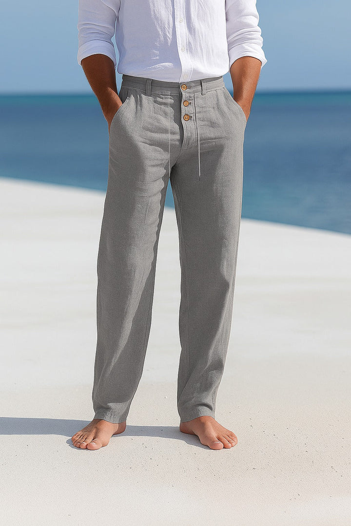Men's Lightweight Wide Leg Trousers in Grey