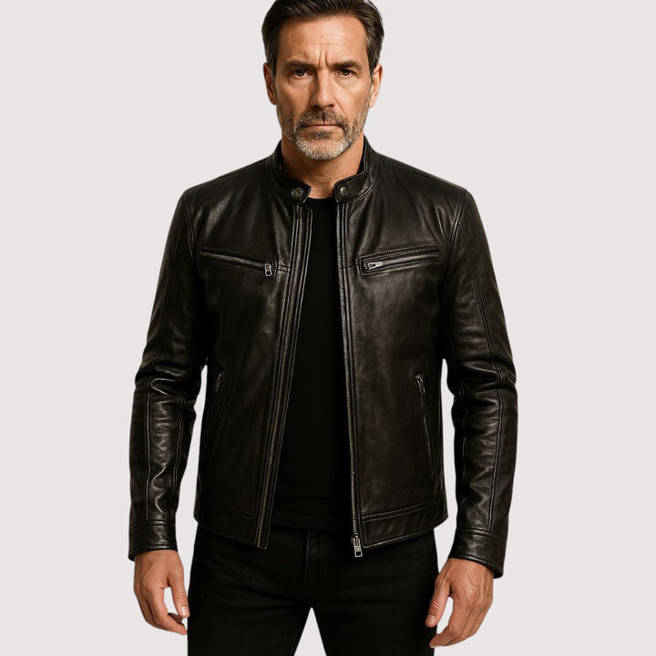Men's Minimalist Leather Jacket for Autumn