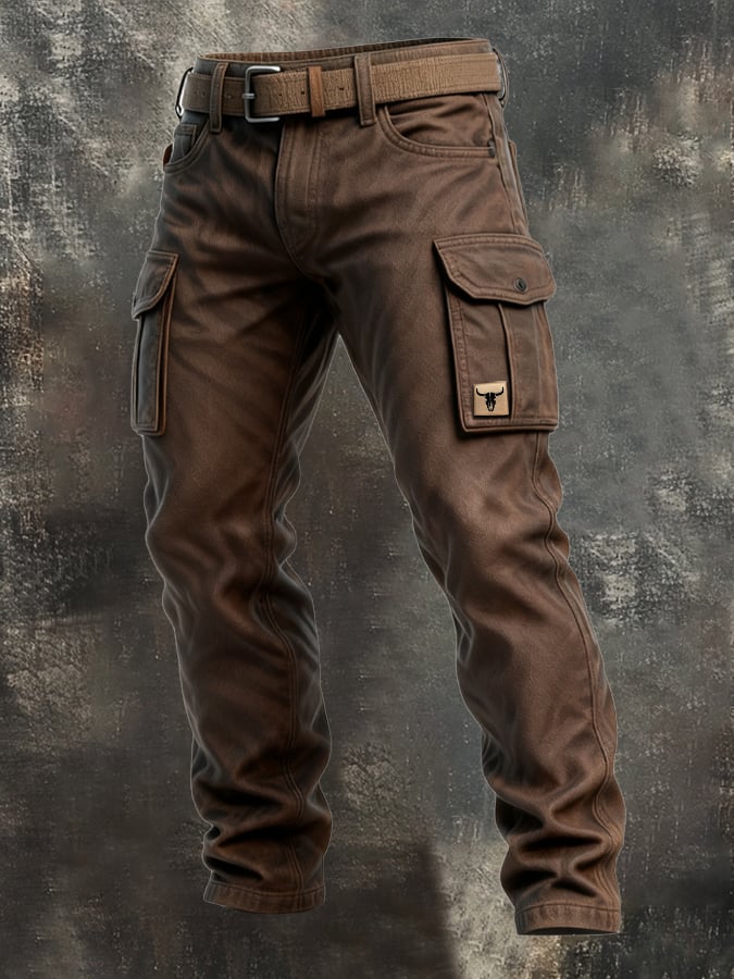 Men's Oversized Cargo Pants with Pockets (4)