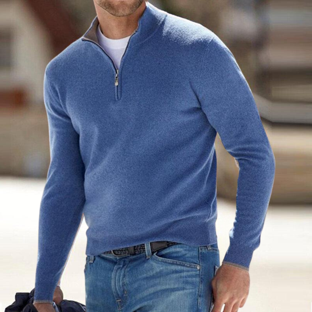 Men's Premium Breathable Half-Zip Sweater for Everyday in Blue