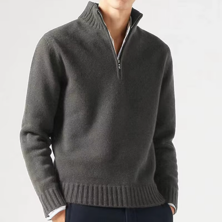 Men's Pullover Elegantly Fitted for Autumn in Dark Grey