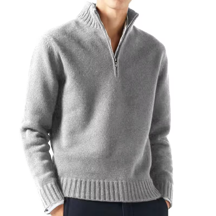 Men's Pullover Elegantly Fitted for Autumn in Light Grey