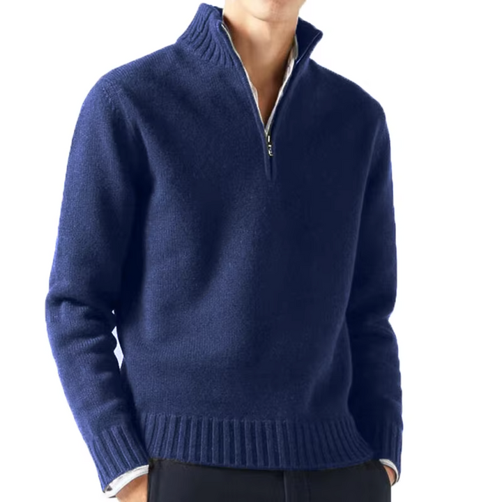 Men's Pullover Elegantly Fitted for Autumn in Navy
