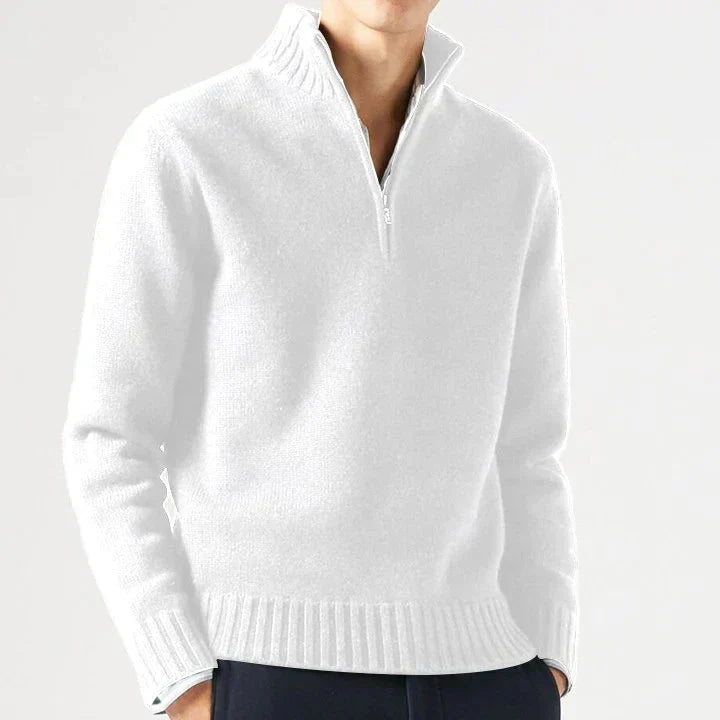 Men's Pullover Elegantly Fitted for Autumn in White