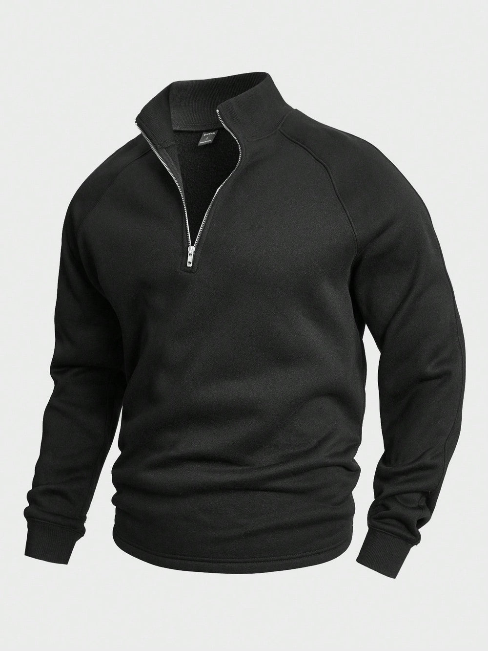 Men's Pullover High Neck Zip for Autumn in Black