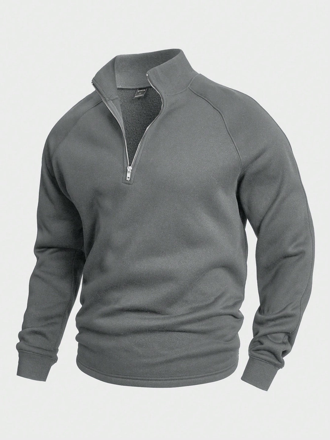 Men's Pullover High Neck Zip for Autumn in Grey