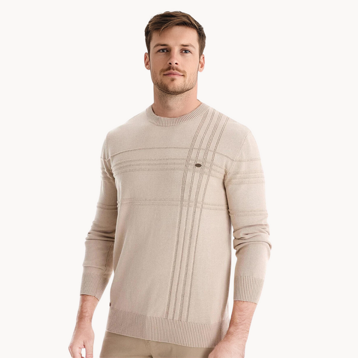 Men's Pullover in Slim Fit Polyester in Beige