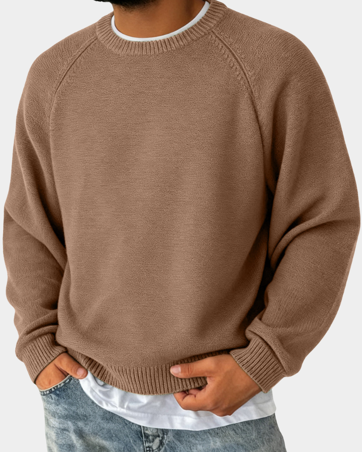 Men's Pullover in Soft Knit for Layering in Brown