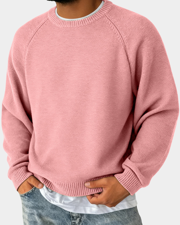 Men's Pullover in Soft Knit for Layering in Pink