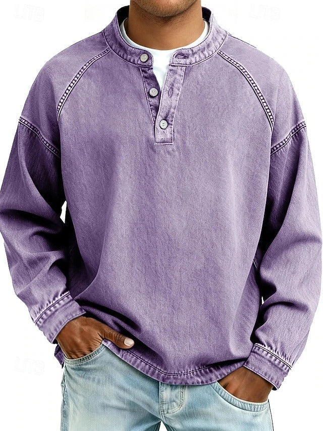 Men's Pullover Retro Henley Everyday in Purple