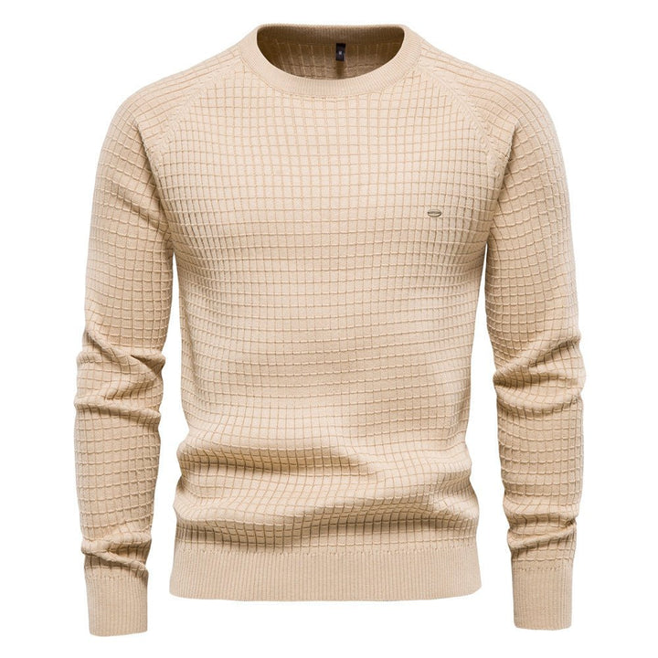 Men's Pullover Structured Knit for Autumn in Beige