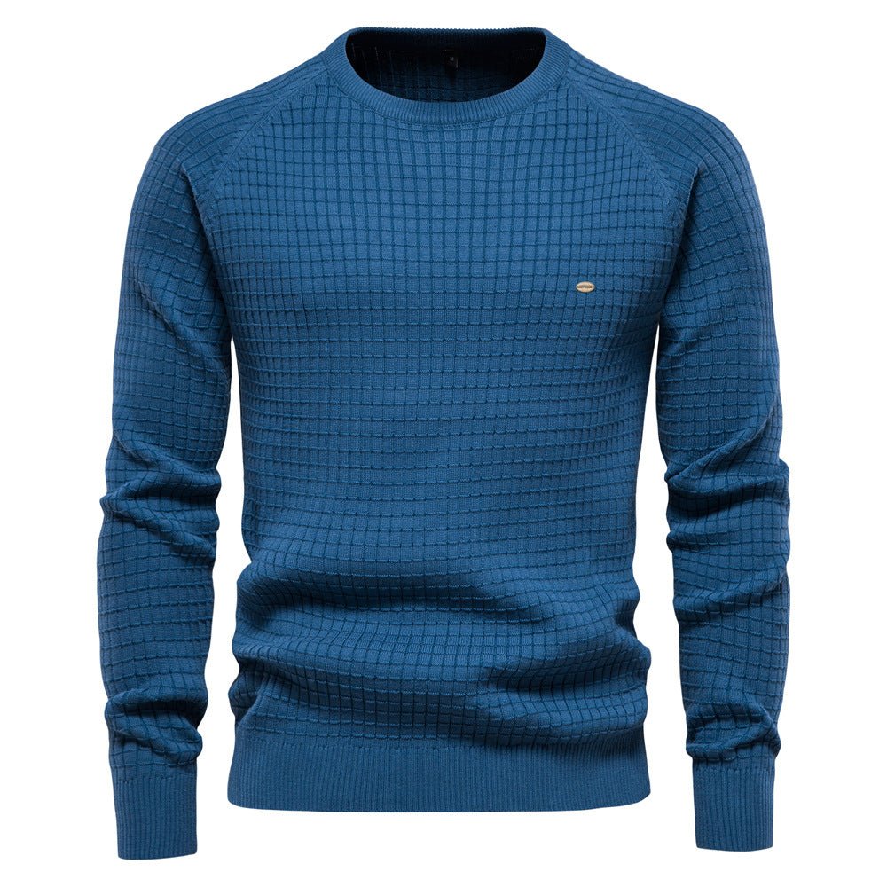 Men's Pullover Structured Knit for Autumn in Blue