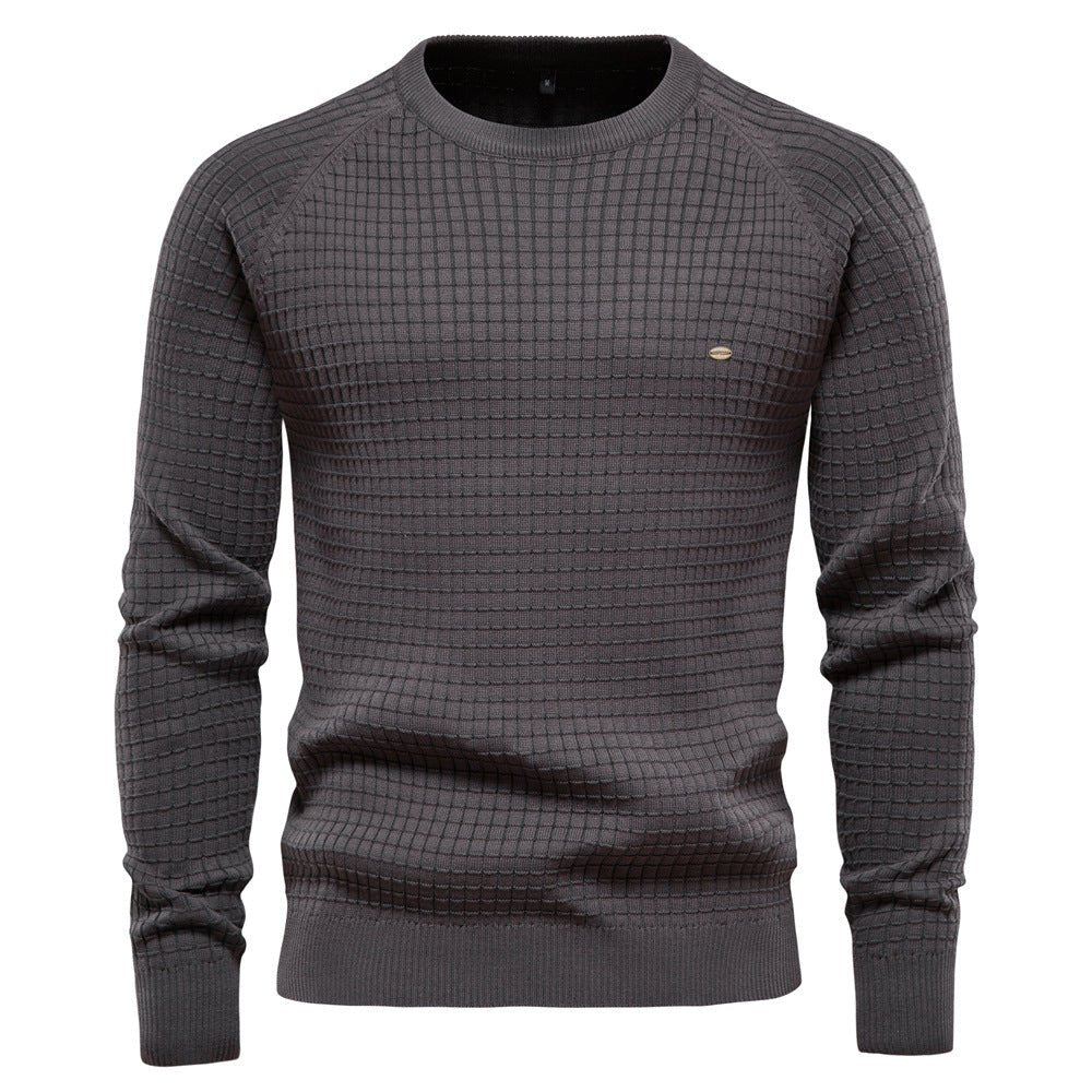 Men's Pullover Structured Knit for Autumn in Dark Grey