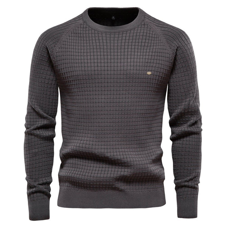 Men's Pullover Structured Knit for Autumn in Dark Grey