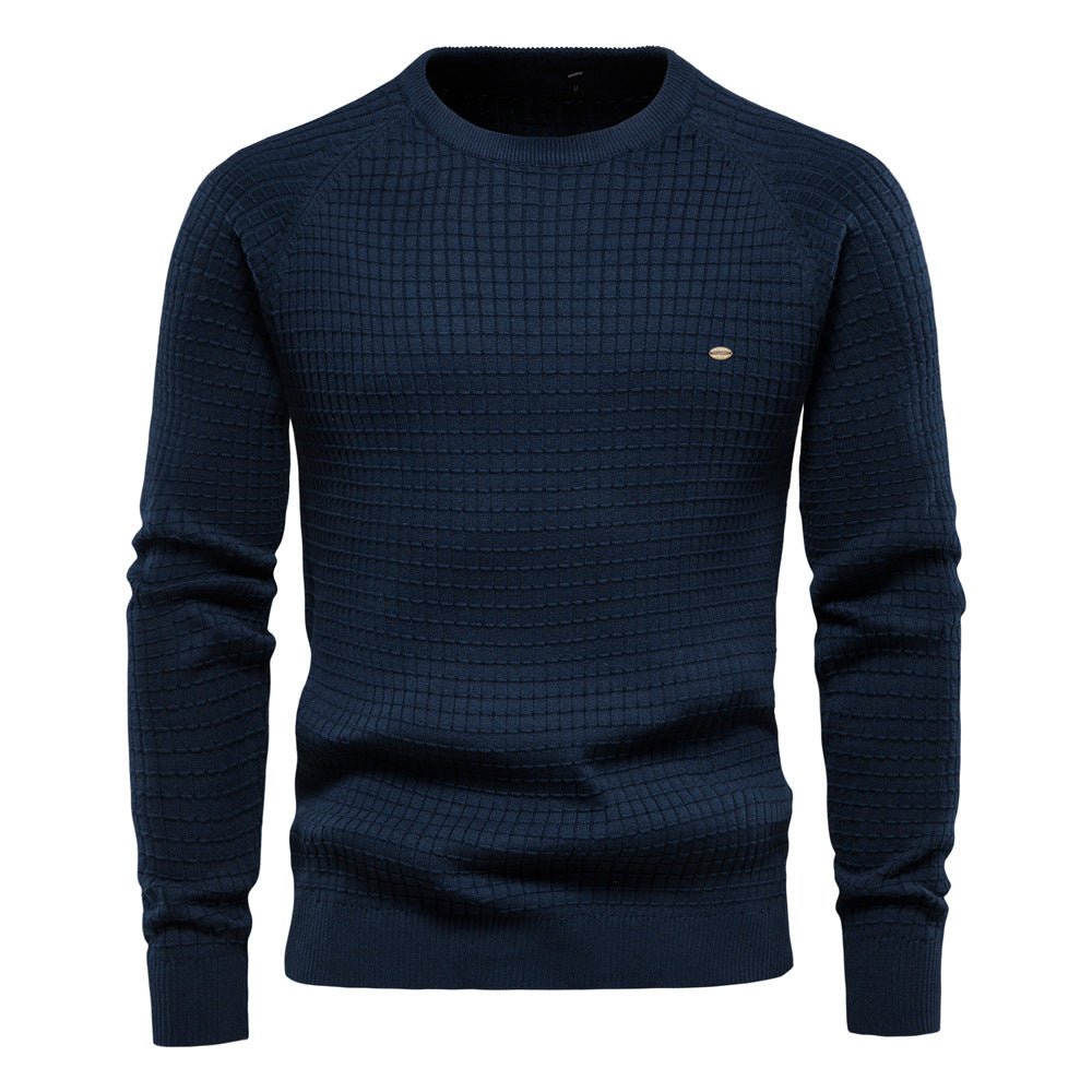 Men's Pullover Structured Knit for Autumn in Navy