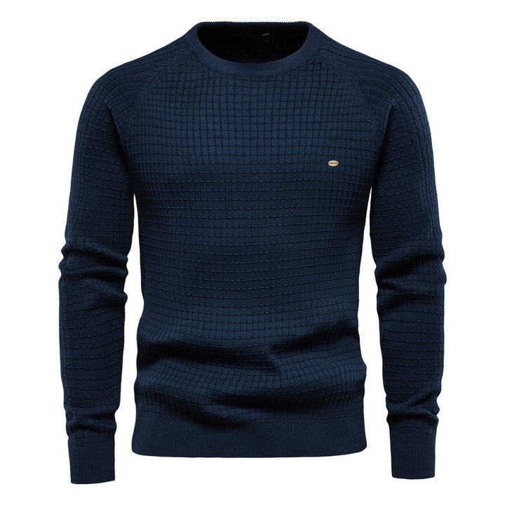 Men's Pullover Structured Knit for Autumn in Navy