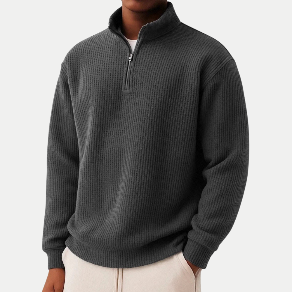 Men's Pullover Thermal Knit for Autumn in Black