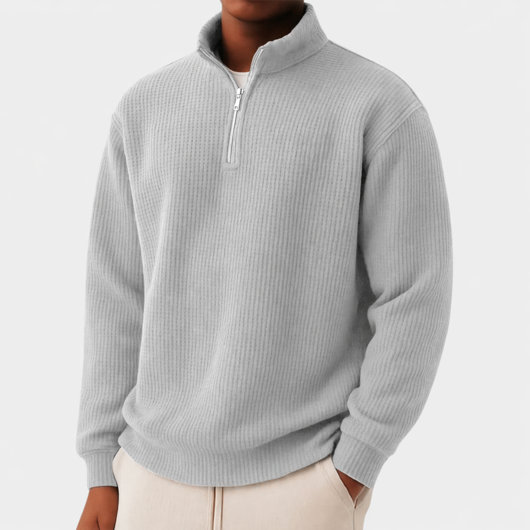 Men's Pullover Thermal Knit for Autumn in Grey