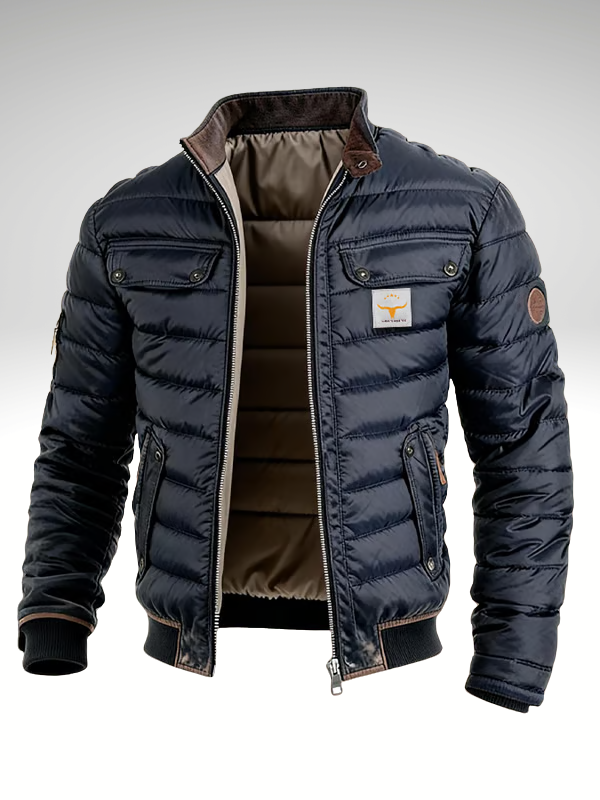 Men's Quilted Urban Jacket for Autumn in Navy Blue