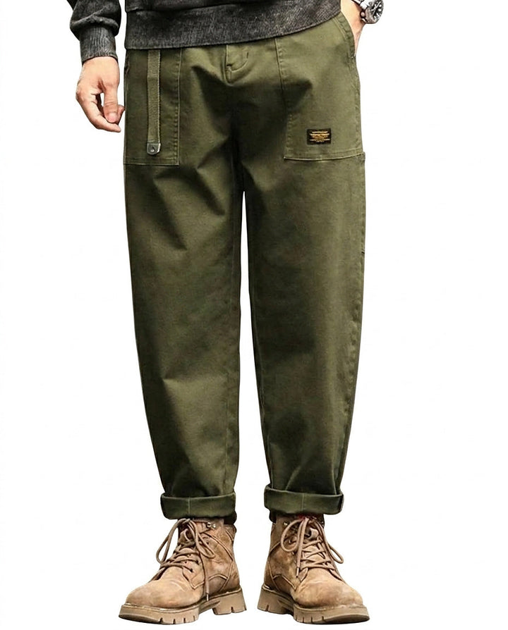 Men's Relaxed Cargo Pants with Pockets in Armeegrün