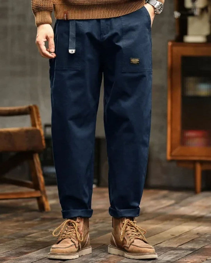 Men's Relaxed Cargo Pants with Pockets in Blue