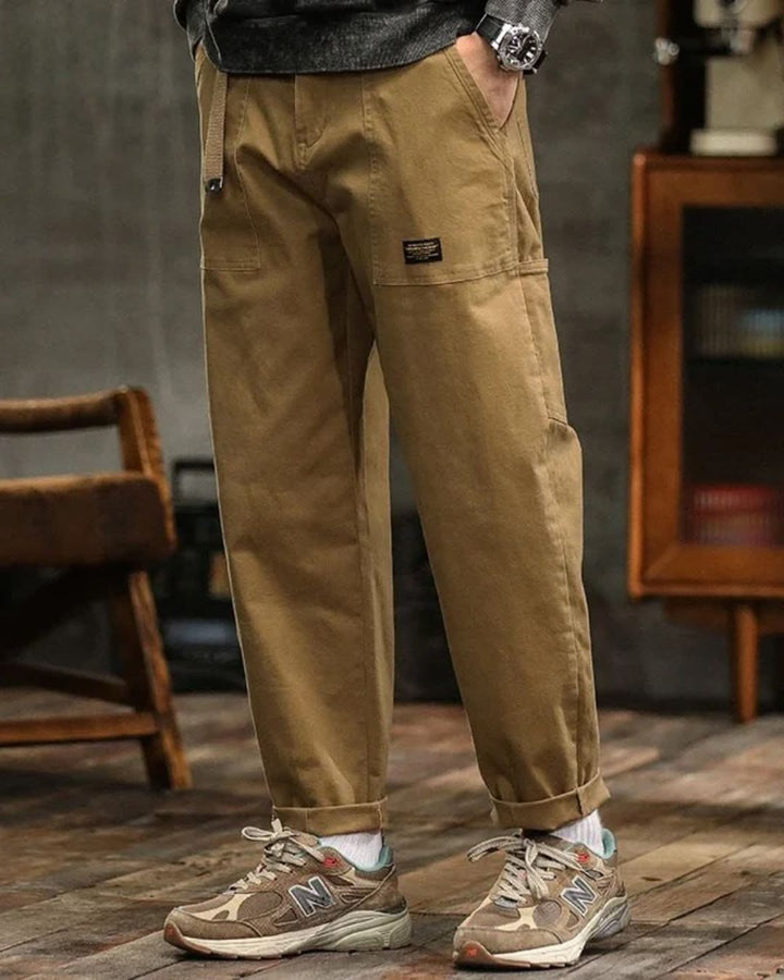 Men's Relaxed Cargo Pants with Pockets in Khaki