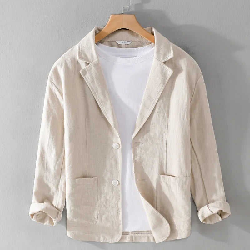 Men's Relaxed Casual Jacket with Pockets in Beige